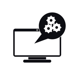 Computer with gears inside bubble icon. Gadget technology and device theme. Isolated design. Vector illustration