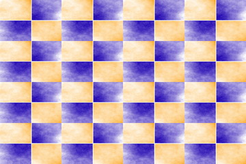 Fototapeta premium Illustration of an abstract dark blue and orange chessboard