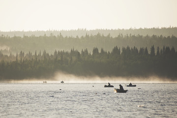 Morning fishing. Lake Zyuratkul, Ural