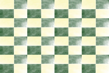 Fototapeta premium Illustration of an abstract dark green and vanilla colored chessboard