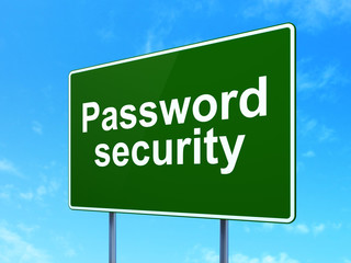 Safety concept: Password Security on road sign background