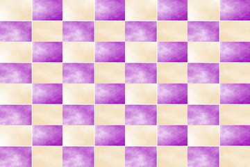 Illustration of an abstract purple and vanilla colored chessboard