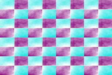 Illustration of an abstract purple and cyan chessboard