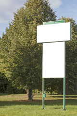 Mock up. Blank billboard outdoors, outdoor advertising, public information board in the city park