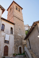 Fototapeta na wymiar Belfry in the center of Tagliacozzo (Italy)