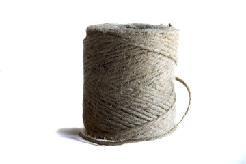 Jute twine against a white background