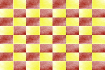 Illustration of an abstract yellow and red chessboard