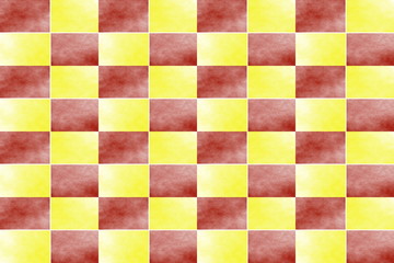 Illustration of an abstract yellow and red chessboard