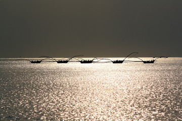 traditional fishing boats on Lake Kivu near Gisenye, Rwanda, East Africa 
