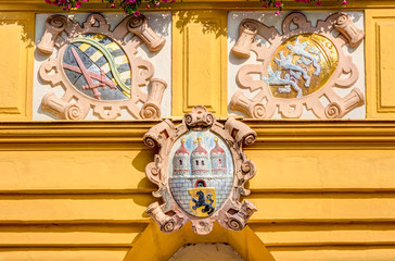 Historic emblem at a building