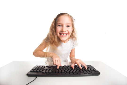 Child looking at a computer