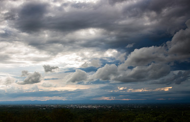colorful dramatic sky with cloud at sunset
