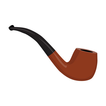 Brown smoking pipe. Tobacco pipe isolated. Vector illustration