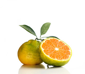 tangerine on white background