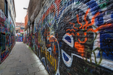 Ruelle aux graffitis à Gand -  Flandres 