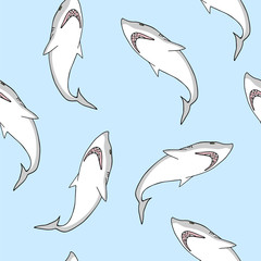 Naklejka premium shark seamless design