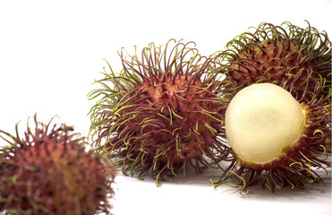 rambutan sweet delicious fruit isolated on white background for review.