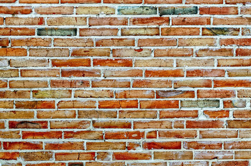 brick old wall orange with plaster