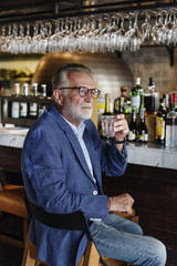 Senior Man Hangout Drinking Alcohol Night Club Concept