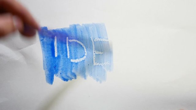 idea text inscription watercolor artist paints blot isolated on white background