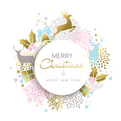 Christmas and new year gold deer decoration design