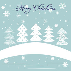 Christmas card with christmas trees.