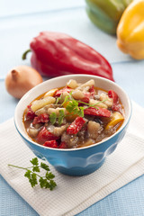 Colorful vegetable stew in a bowl