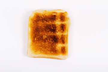 Slice of toast on a white background