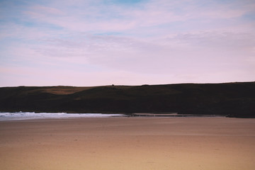 Early morning view over the beach at Polzeath Vintage Retro Filt