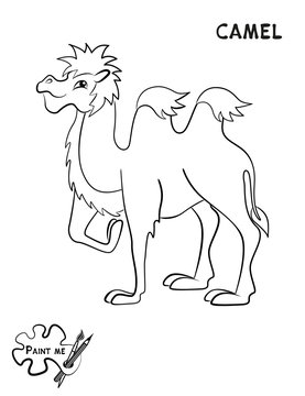 Children's coloring book that says Paint me. Camel