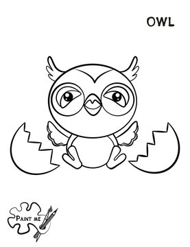 Children's coloring book that says Paint me. Owl