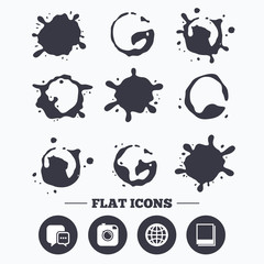 Social media icons. Chat speech bubble and Globe