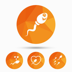 Sperm icons. Fertilization or insemination signs