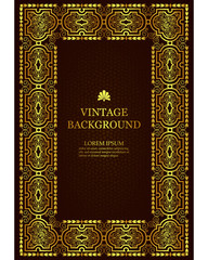Vector luxury vintage border in the baroque style with gold floral pattern frame. The template for the book covers, invitations, greeting cards, certificates.