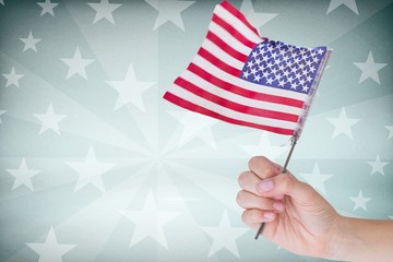 Cropped image of hand holding American flag