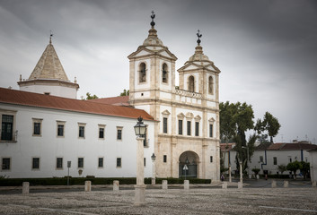 Obraz premium Convento de Santo Agostinho in Vila Viçosa town on a rainy day, Évora, Portugal