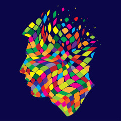 Vector illustration of abstract silhouette of a man profile