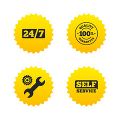 Repair fix tool icons. Customer service signs.