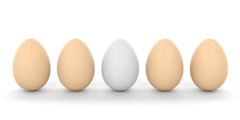 Eggs on white background. 3d illustration