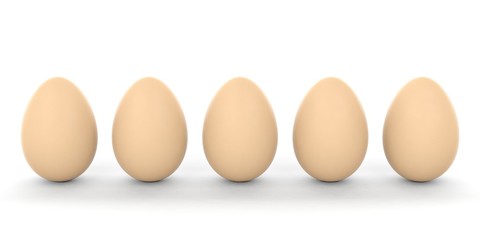 Eggs on white background. 3d illustration