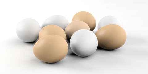 Eggs on white background. 3d illustration
