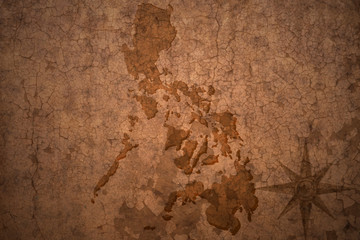 philippines map on vintage crack paper background - obrazy, fototapety, plakaty