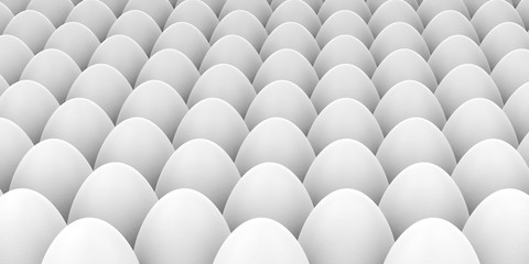 White eggs background. 3d illustration