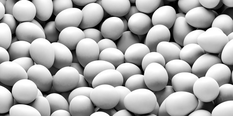 White eggs background. 3d illustration