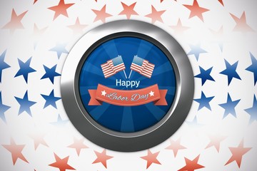 Composite image of happy labor day text badge with flags