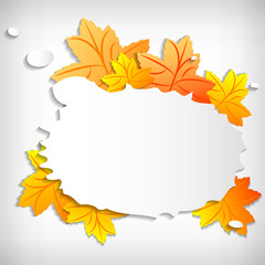 Autumn sale sticker with orange maple leaves
