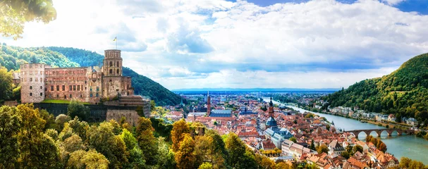 Panoramablick auf die schöne mittelalterliche Stadt Heidelberg, Deutschland © Freesurf