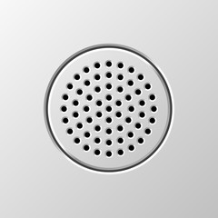 Abstract audio speaker template, dynamic with perforated grill pattern for design concepts, graphic elements, web, prints, apps, applications, user interfaces, UI. Vector illustration.