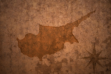 cyprus map on vintage crack paper background