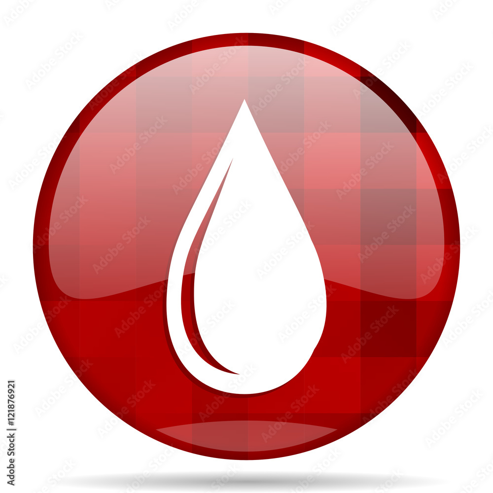 Poster water drop red round circle glossy modern design web icon